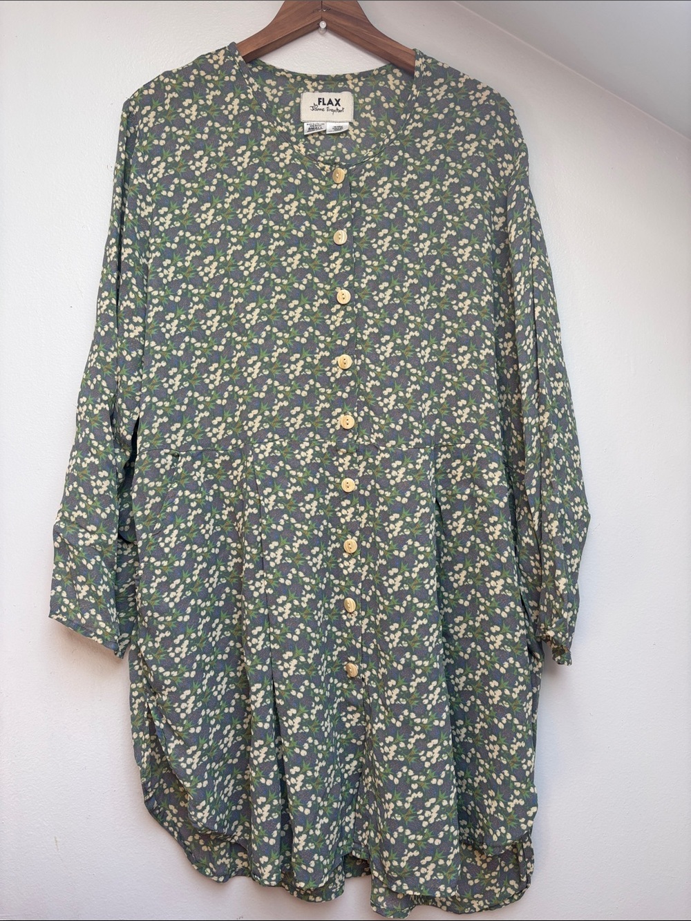 FLAX Floral Button-Front Tunic Dress, S